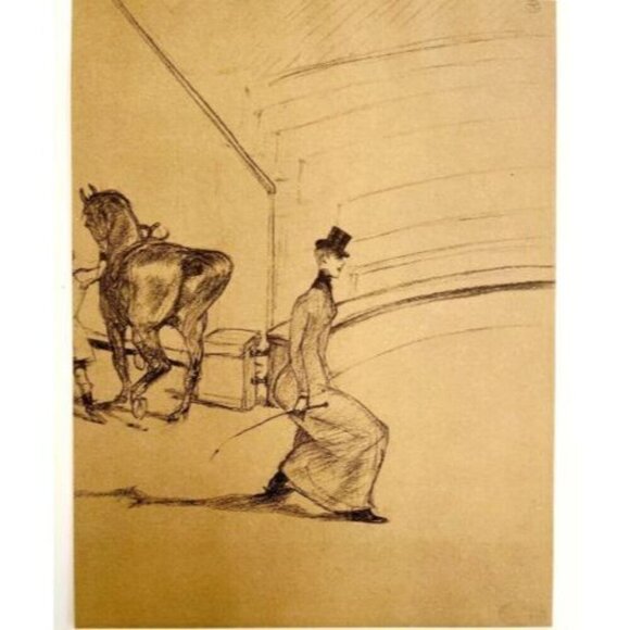 Toulouse Lautrec Equestrienne Taking A Bow 1967 Circus Art Lithograph Matted - Picture 2 of 7